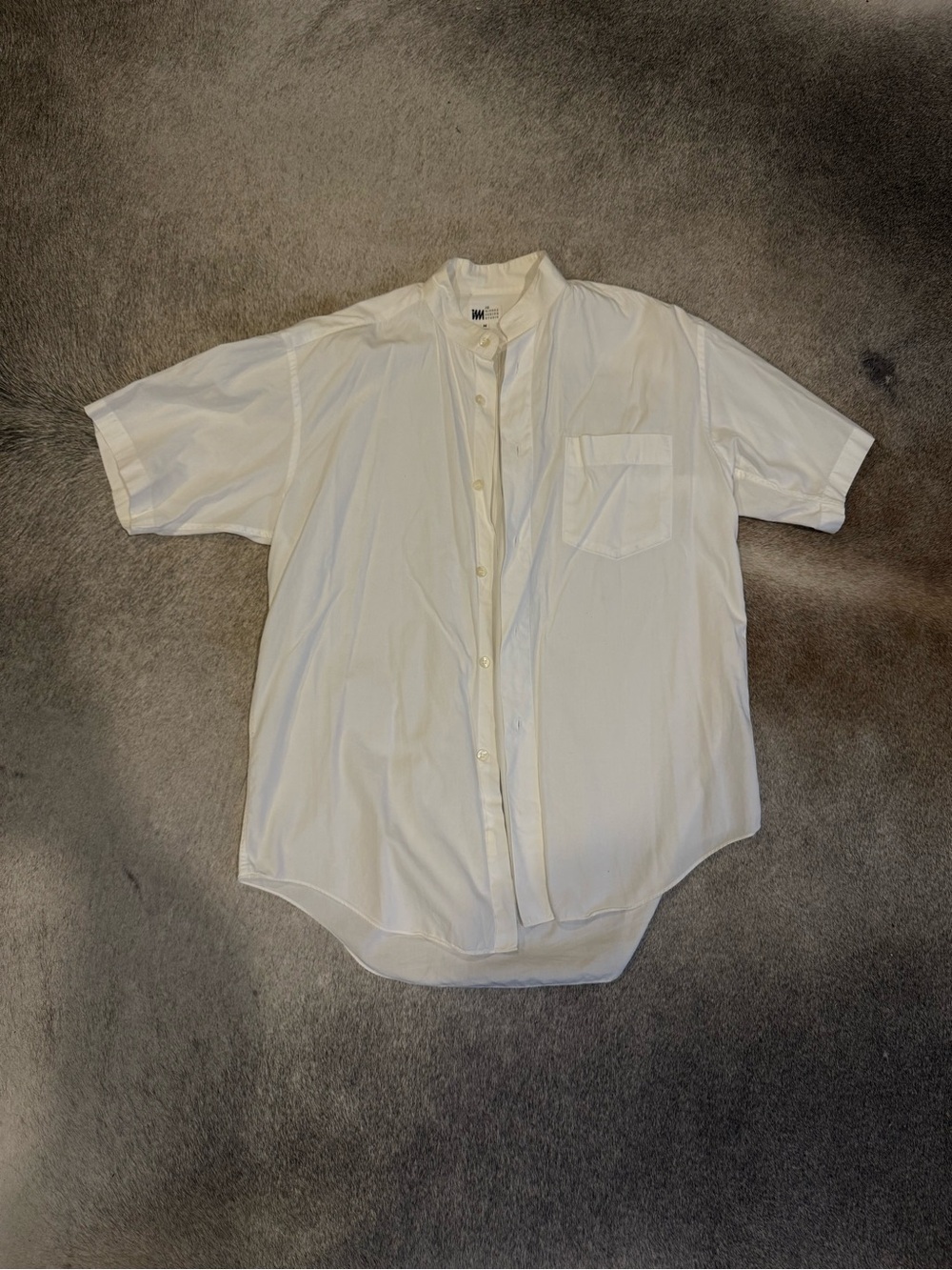 Issey Miyake Cream Short-Sleeve Button-Down Shirt